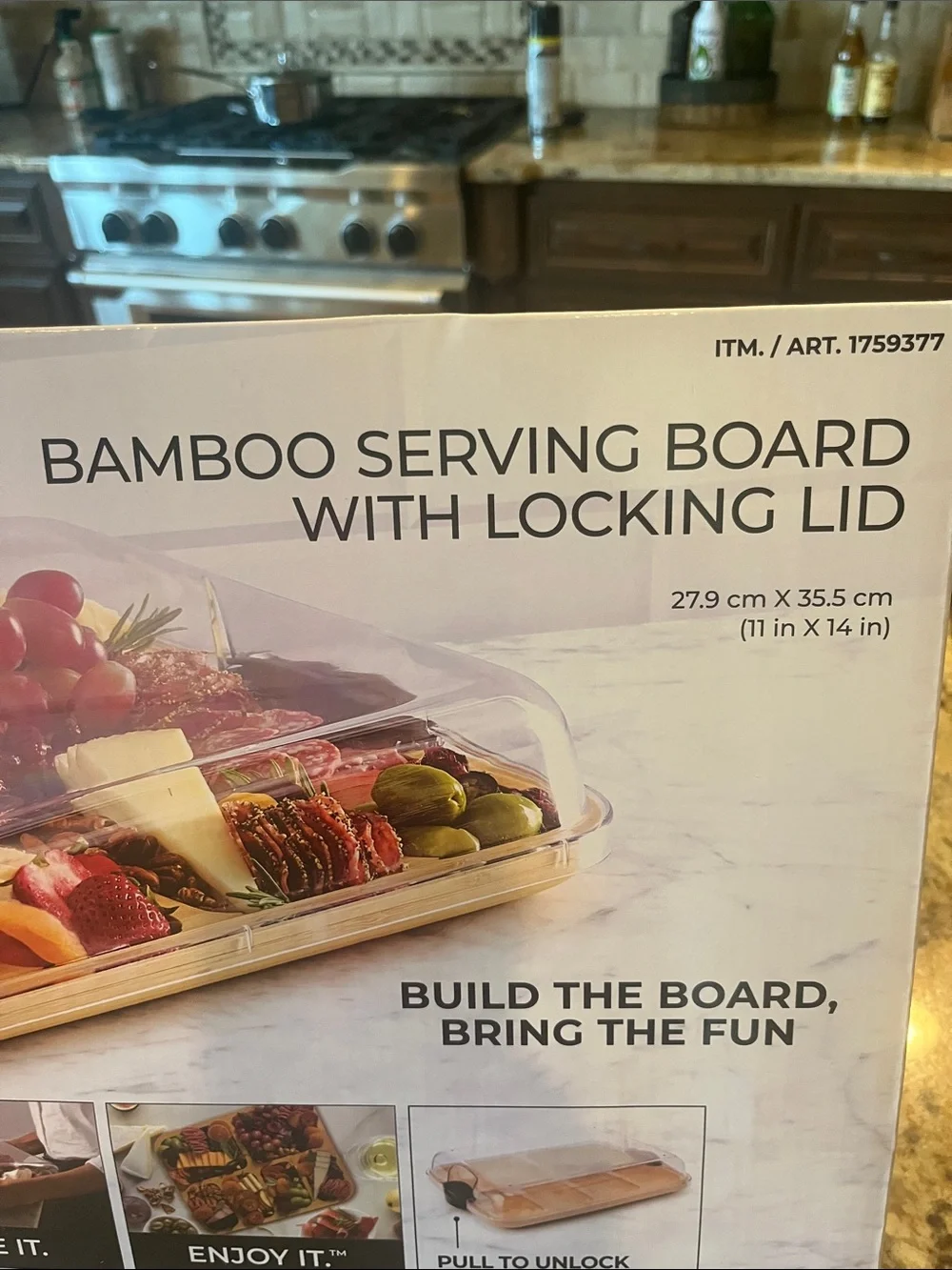 Build-a-Board Bamboo Serving Board with Locking Lid - New